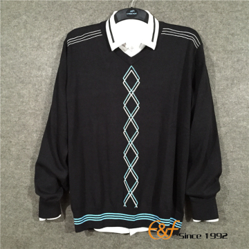 Cotton Intarsia Computer Knit Men Sweater