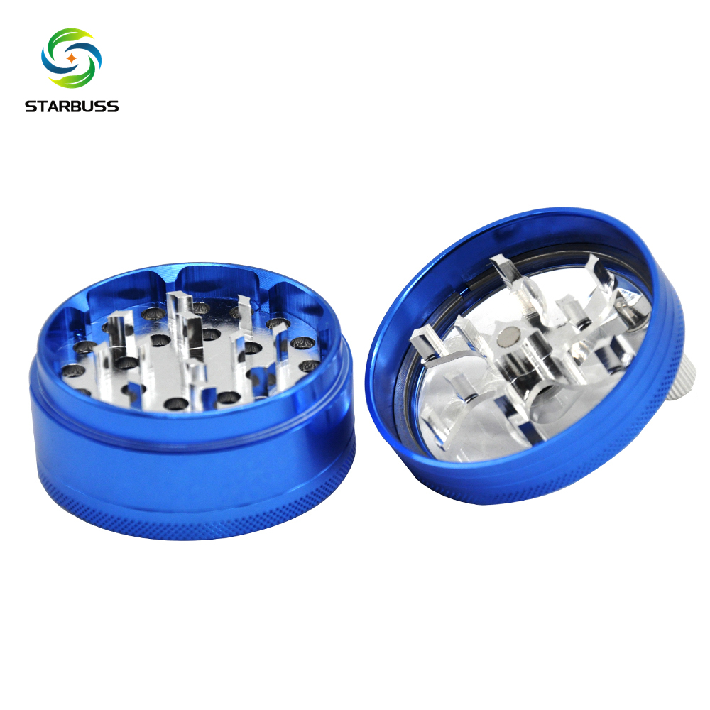 Wholesale Hand Crank Aluminum Alloy Herb grinder Weed Grinder 3 Parts 63mm Herb crusher custom logo smoking accessories