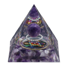 Amethyst Orgonite Pyramid Chakra Reiki Healing Meditation Attracts Lucky and Success