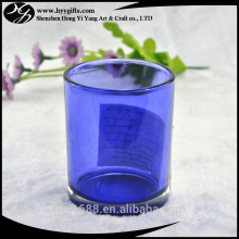 small transparent blue colored candle jars glass