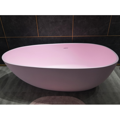卵形のアクリル浴槽自立ピンク