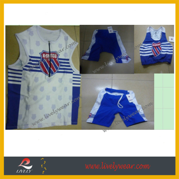 OEM Sublimation Lycra Spandex Compression Triathlon wear 2 pieces tri top with short tri suit