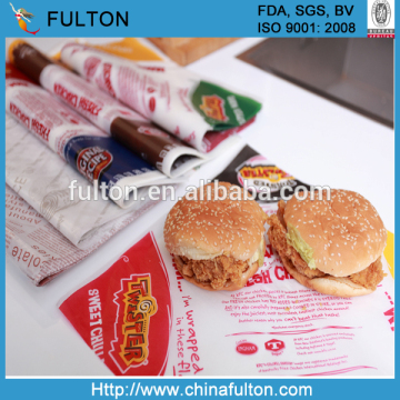 28g colored burger paper wrap/food grade hamburger wrap paper/hamburger packing paper