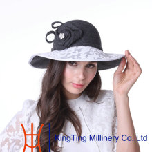 white and black plain wool felt ladies church hats