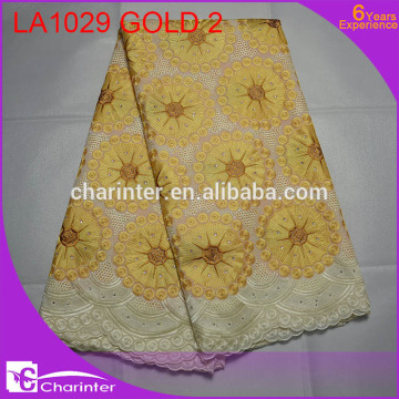 african lace fabrics swiss voile lace big heavy lace LA1029 gold