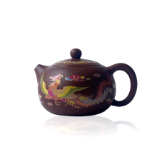 Exquisite Yixing Handmade Purple Clay Teapot Set with Dragon Pattern