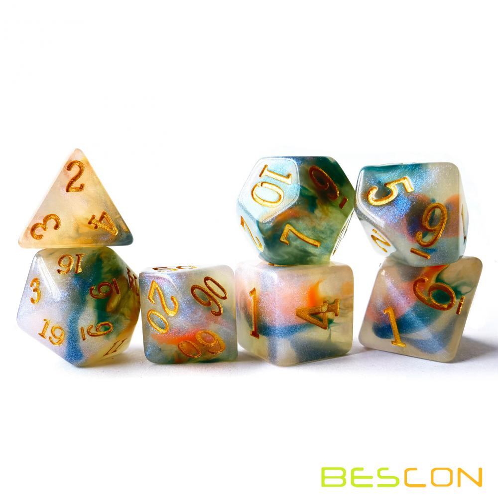 Beton&#39;s Testing Magical Stone Dice Set Series, 7pcs Polyedrische RPG -Steinwürfel Set