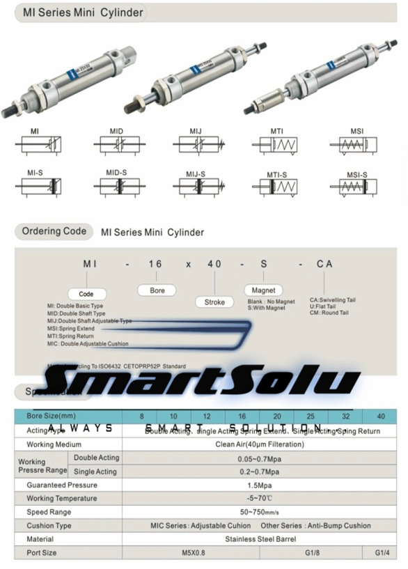 Mi Series Double Shaft Adjustable Pneumatic Cylinder