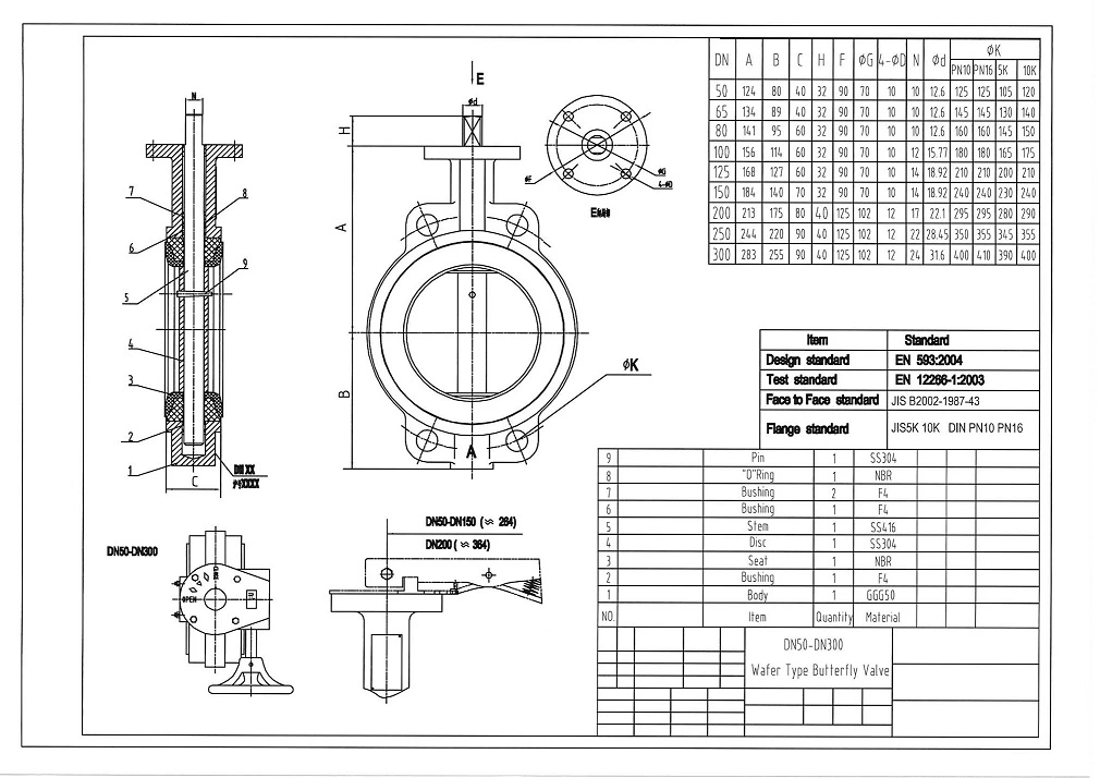 Long Pattern Wafer Butterfly Valve