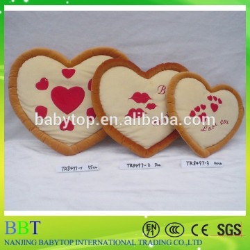 soft heart shaped plush toy for Valentine/lovers, heart stuffed cushion