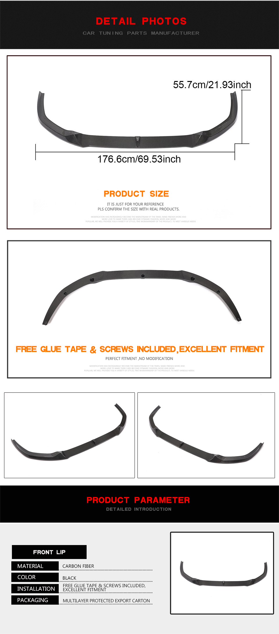 JCSPORTLINE Carbon Fiber Z4 G29 Front Bumper Lip for BMW Z4 M40i First Edition Convertible 2-Door 2019-2020