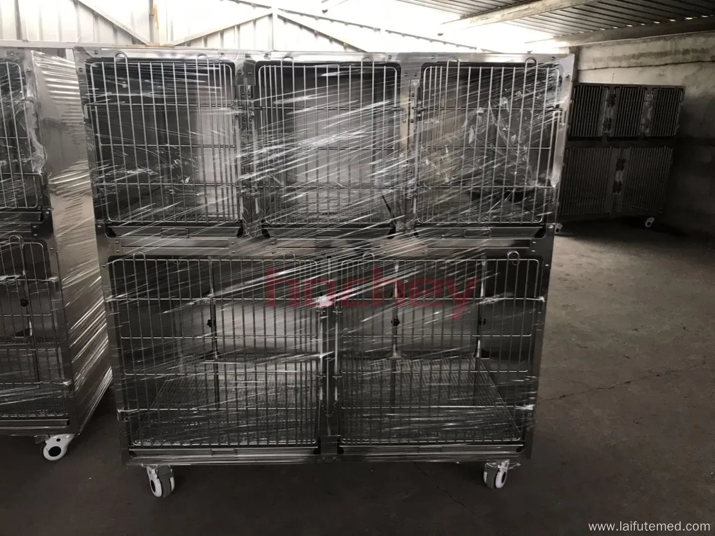 Factory Price Animal Veterinary Pet Cages Stainless Steel Vet Cat Cage with Wheels and Tray Oxygen Cage