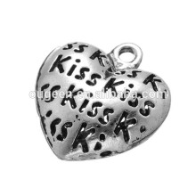 hot sale jewelry accessories Antique silver finish heart shape metal free bead catalogs