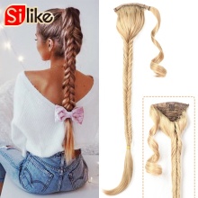 24" Long Fishtail Braids Clip in Synthetic Braiding Ponytail Hair Extensions Hairpiece with Claw Jaw Ponytail Fishtail Braids