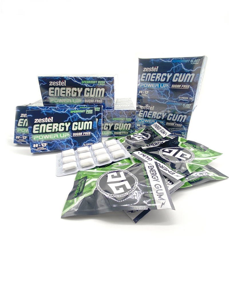 Mint Energy Gum Caffeine Taurine B Vitamins