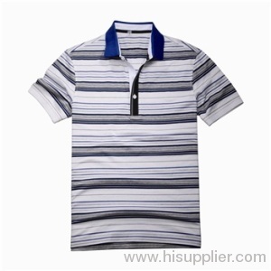 Gaya pria bergaris Polo T Shirt / Mens Polo Collar bergaris-garis T Shirt