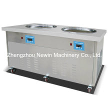 Two Flat Pan Fry Ice Cream Machine
