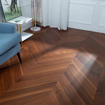 Lantai kayu buatan kayu walnut bergaya Chevron