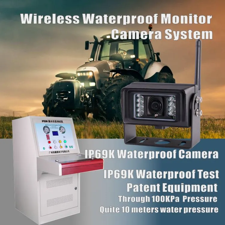 Wireless Waterproof Camera System for Farm Tractor, Combine, Cultivator, Plough, Trailer, Truck