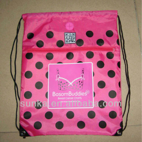 210D Polyester Drawstring Bags With Outside Pockets (SJ-D-086)