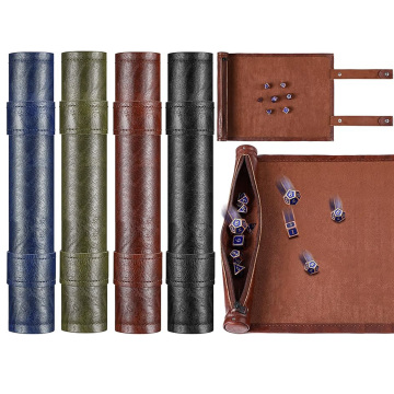 2 in 1 Scroll Dice Tray and Rolling Dice Mat with Zipper Holder, Leatherette Scroll Dice Mat Dice Tray for DND Dice Game