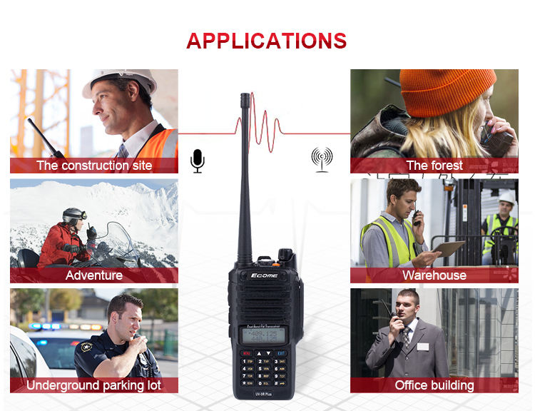 largo rango Ecome ET-300 Ham Radio Dual Band Dual Band IP67 Water Walkie Talkie