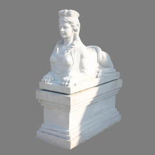 White Marble Sphinx Statue with Serene Female Bust