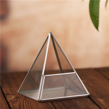 Terrarium en verre suspendu en argent triangle artistique moderne