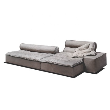 Elegance Goose Down Filling Comfortable Nubuck Leather Sectional Sofa