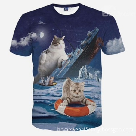Titanic couple cat printing beach shirt