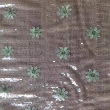 Fresh small chrysanthemum sequin emb fabric