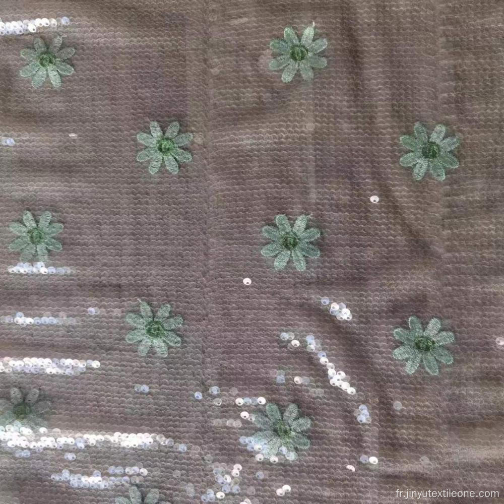 Small Chrysanthemum Sequin Fabric EMB Fabric