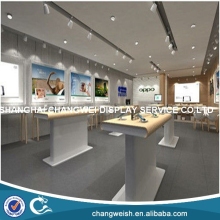 apple store wood display table with 4 legs and display counter