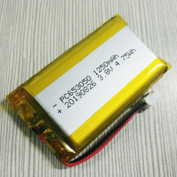 最もホットな653050 3.8V 1250mAh Liポリマーバッテリー