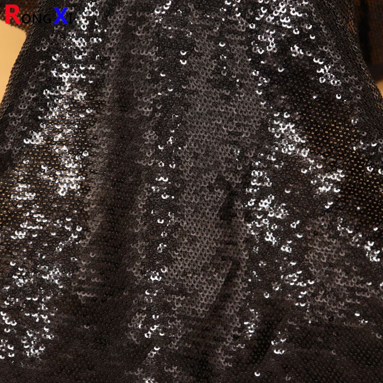 RXF1258 Hot Selling 3Mm Black Sequin Fabric With Low Price