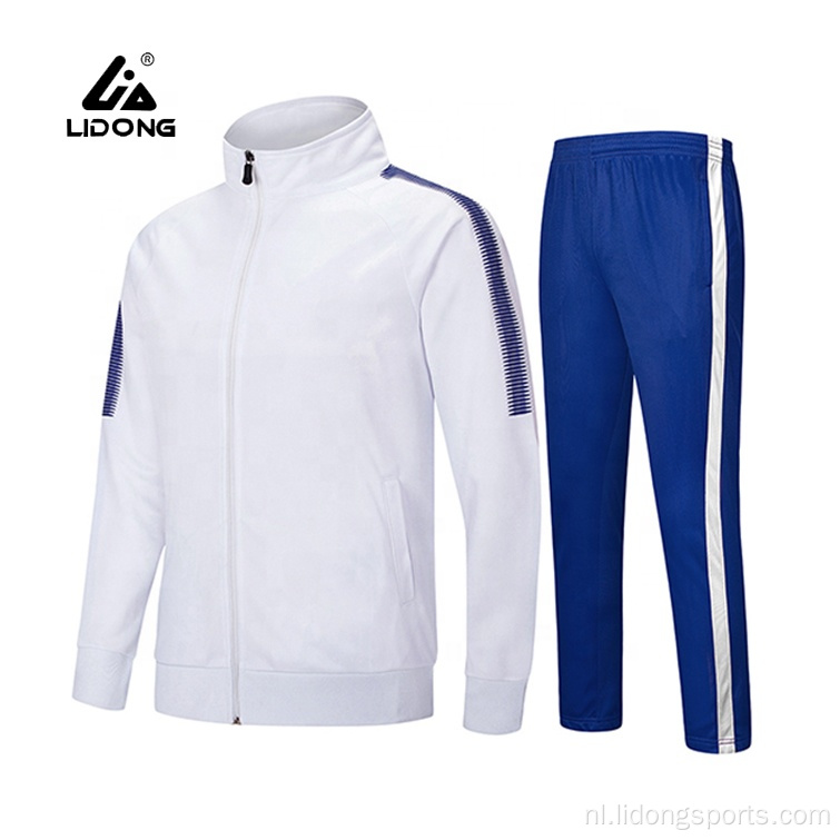 Aangepaste hoogwaardige sportkleding 100% polyester blauw tracksuit