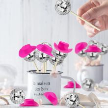Disco Ball and Cowgirl Hat Cake Decorations