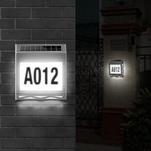 Solar-Powered Stainless Steel LED Address Number Lamp - Waterproof Outdoor Wall Light