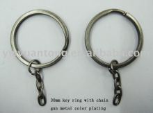 30mm flat wire metal key rings with chain