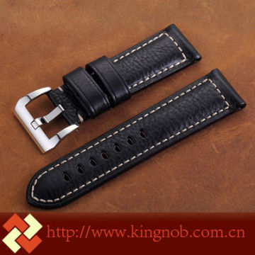 Black Semimat leather straps For Panerai Watches