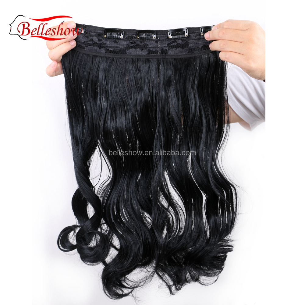 Hot sell Clip On long curly ponytail hair extension Long Curly Ombre Two Tone Synthetic Hair Extensions Clip in on Hair