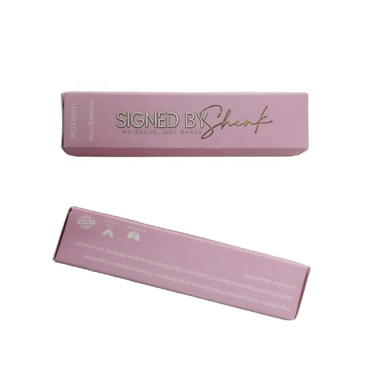 Popular wholesale foldng cosmetic packaging paper custom pink lipgloss boxes