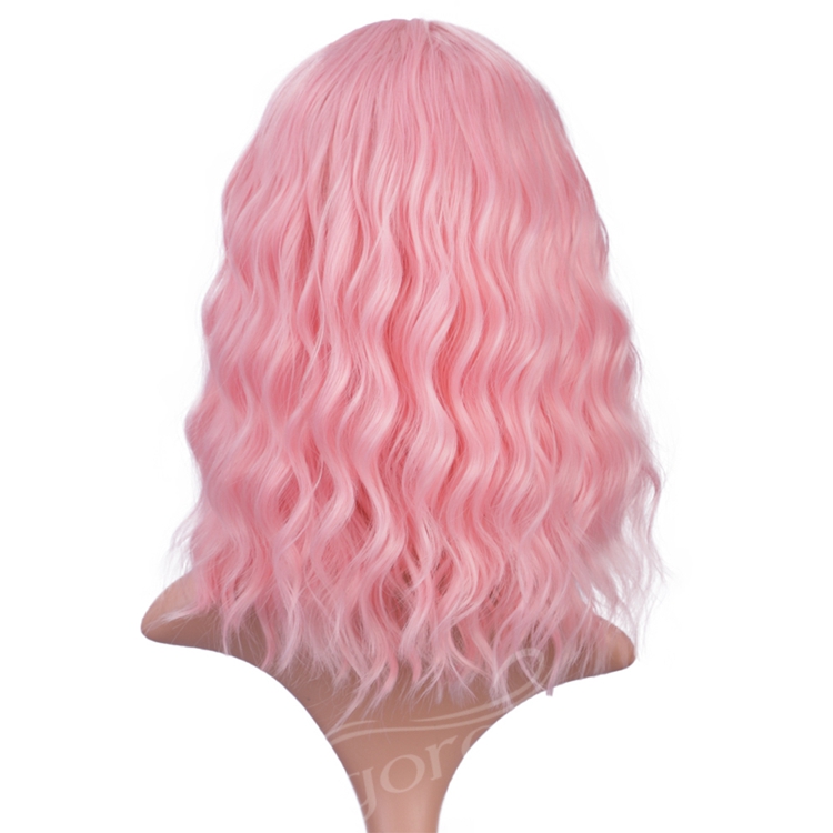 U Part Lace Top Quality Short Pink body Wavy Bob Wigs For Black Women Middle Part Synthetic Wigs Wholesale Price