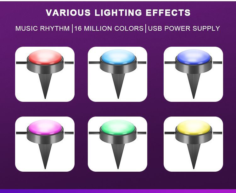 IP67 Holiday Light String Bluetooth Control RGB color Led Ground Plug Lamp Pixel String Garden Decorate Light