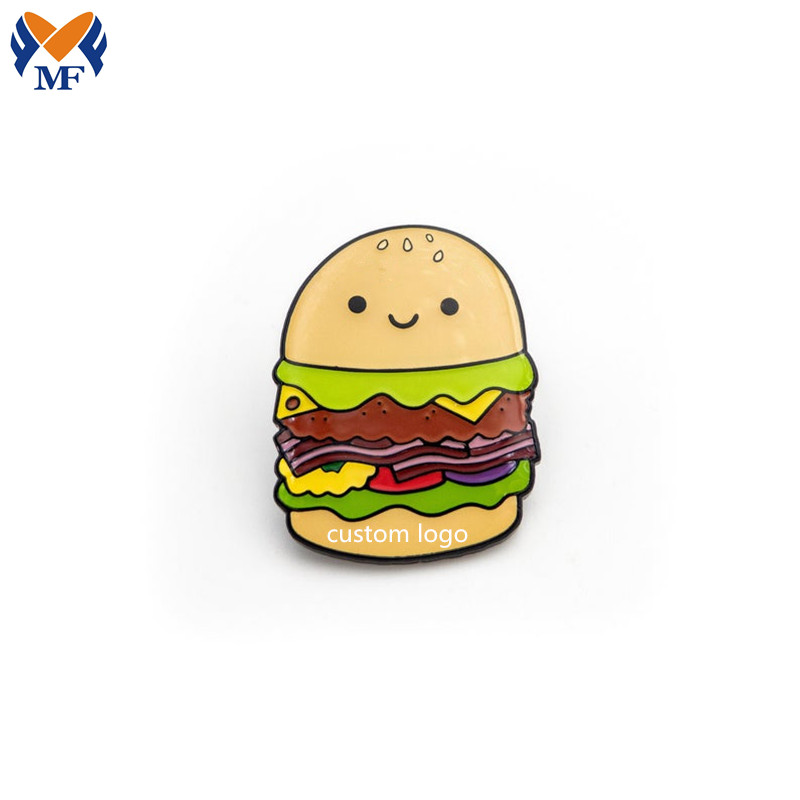 Metal zanaat özel logosu sevimli burger emaye pimi
