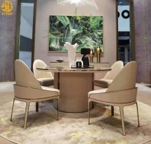 Luxury Round Leather Stainless Steel Restaurant Furniture