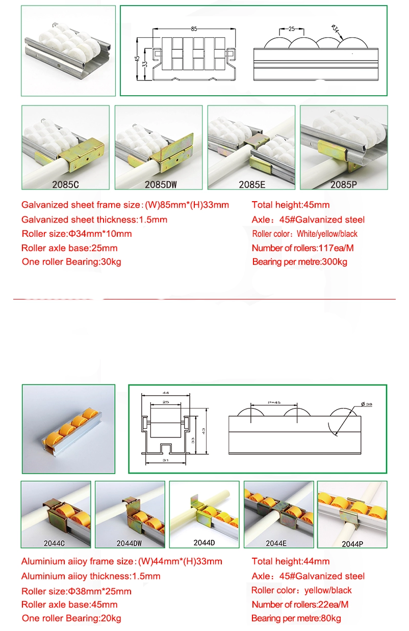 Conveyor Plastic Roller Sliding Track Small Roller Track