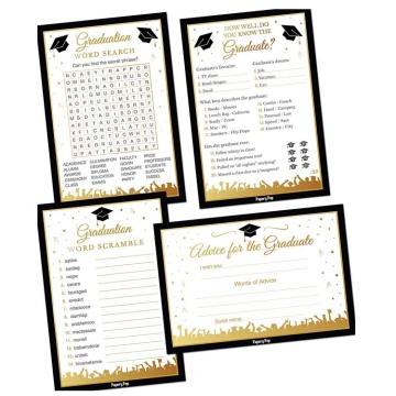 Custom Graduation Party Games Pack with 4 Activities (Set of 200) - Party Supplies