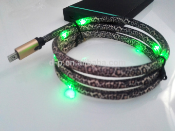 USB braided cable LED micro charger charging cable USB cable with LED