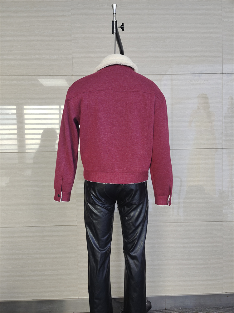 Jaqueta masculina de lã de lã dupla com bolso